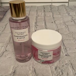 Victoria’s Secret pomegranate and lotus fragrance mist and body scrub